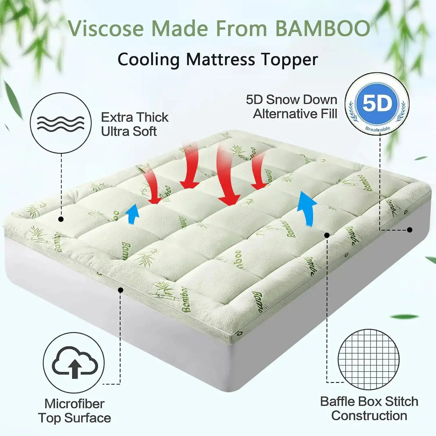 queen-size bamboo viscose mattress topper - Image 10